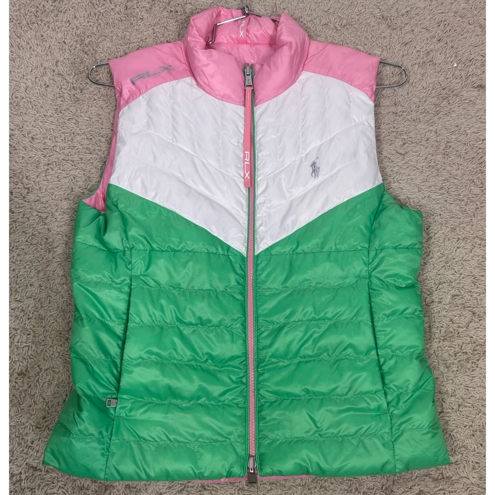 RLX Ralph Lauren Water Resistant Insulated Reversible Puffer Vest Women's S Golf